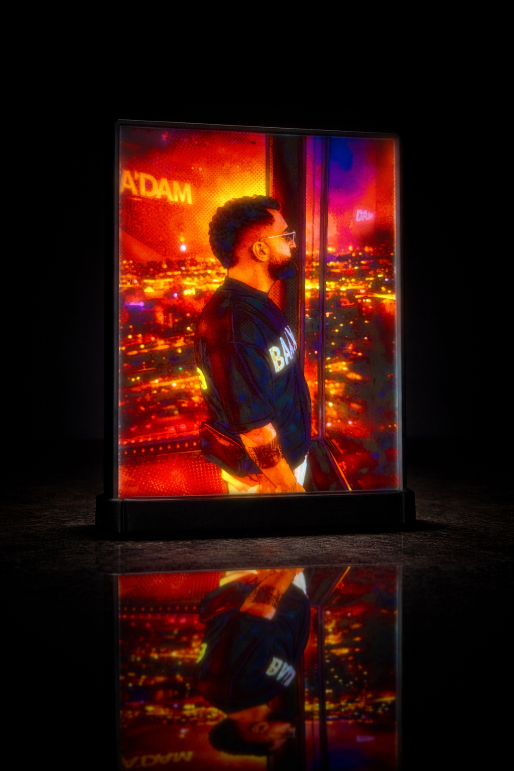 LED-Lithophane mit Porträt von Issa - Lichtkunst